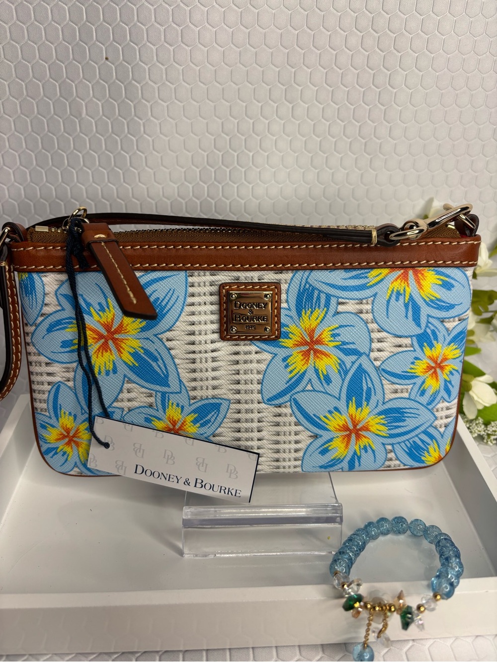 Dooney & Bourke Blue Yellow Floral Wristlet